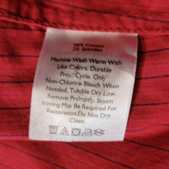 EDDIE BAUER Red Pinstripe Button Down Shirt XXL Stretch Wrinkle Resistant Career - Picture 10 of 11